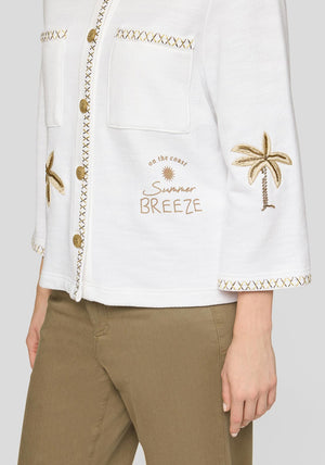 Rabe Palm Tree Motif Cotton Jacket, White
