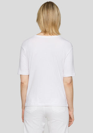 Rabe Graphic Print with Rhinestone Detail T-Shirt, White Multi