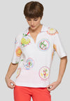 Rabe Tropical Print Polo Top, White