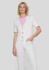 Rabe Ribbed Button Front Cardigan, White