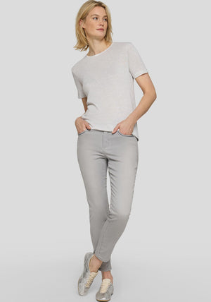Rabe Lurex Knit Short Sleeve Top, Silver