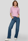 Rabe Striped Short Sleeve Polo Top, Pink and Grey