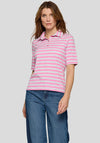 Rabe Striped Short Sleeve Polo Top, Pink and Grey