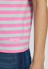 Rabe Striped Short Sleeve Polo Top, Pink and Grey