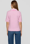 Rabe Striped Short Sleeve Polo Top, Pink and Grey