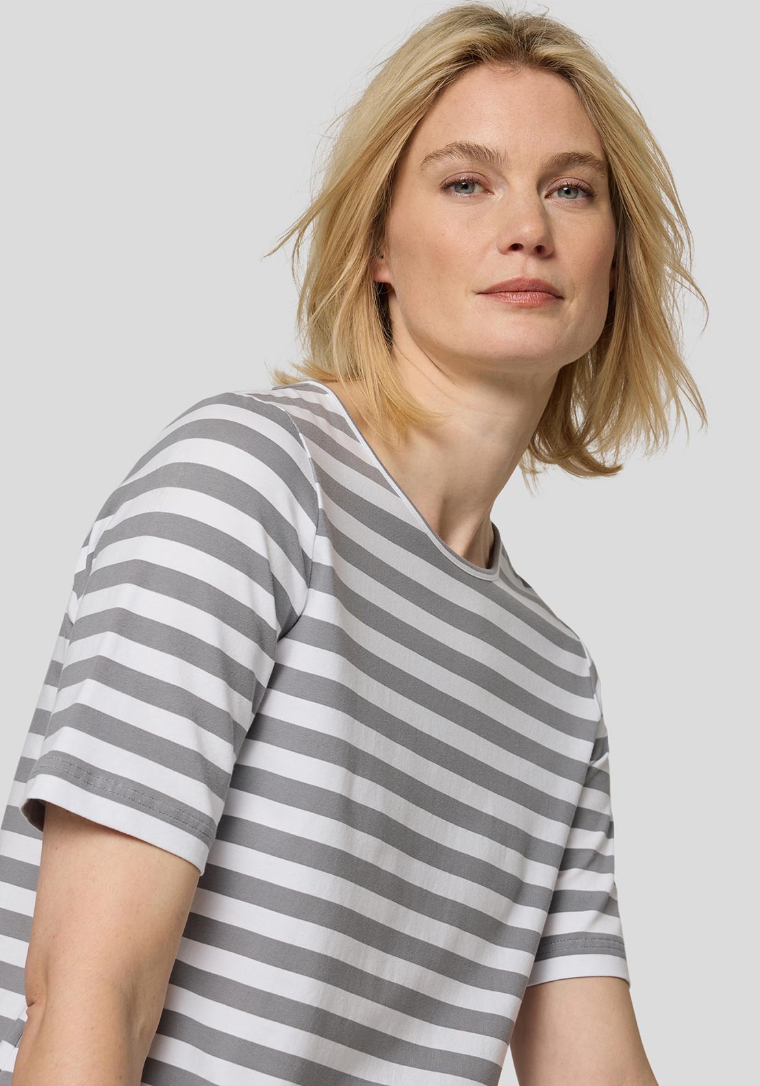 Rabe Striped Cotton T-Shirt, Grey