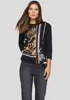 Rabe Drawstring Rhinestone Graphic Print Top, Black
