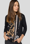 Rabe Drawstring Rhinestone Graphic Print Top, Black