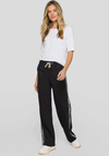 Rabe Tape Striped Drawstring Straight Leg Trousers, Black