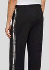 Rabe Tape Striped Drawstring Straight Leg Trousers, Black