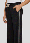 Rabe Tape Striped Drawstring Straight Leg Trousers, Black