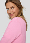 Rabe Open Front Cropped Sleeve Knit Cardigan, Pink