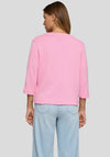 Rabe Open Front Cropped Sleeve Knit Cardigan, Pink