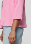 Rabe Open Front Cropped Sleeve Knit Cardigan, Pink