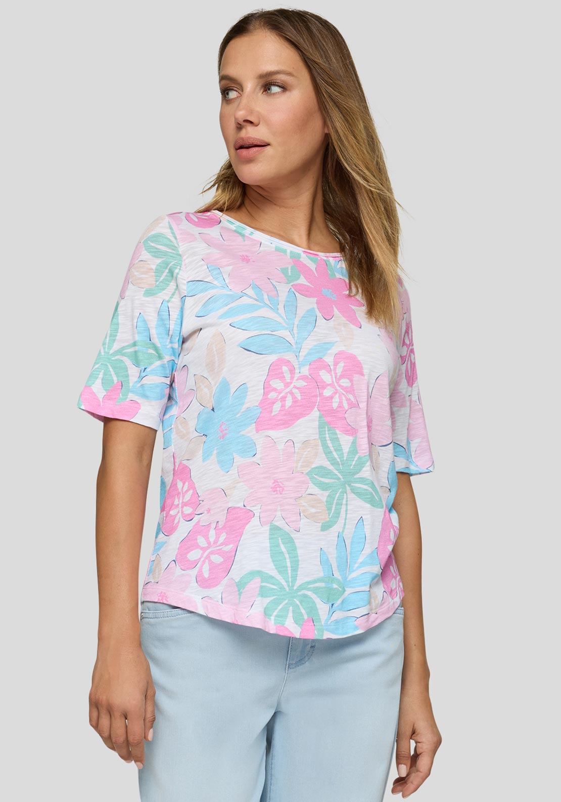 Rabe Floral Round Neck T-Shirt, Multi