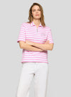 Rabe Striped with Quarter-Zip Detail Polo Shirt, White and Pink
