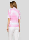 Rabe Striped with Quarter-Zip Detail Polo Shirt, White and Pink