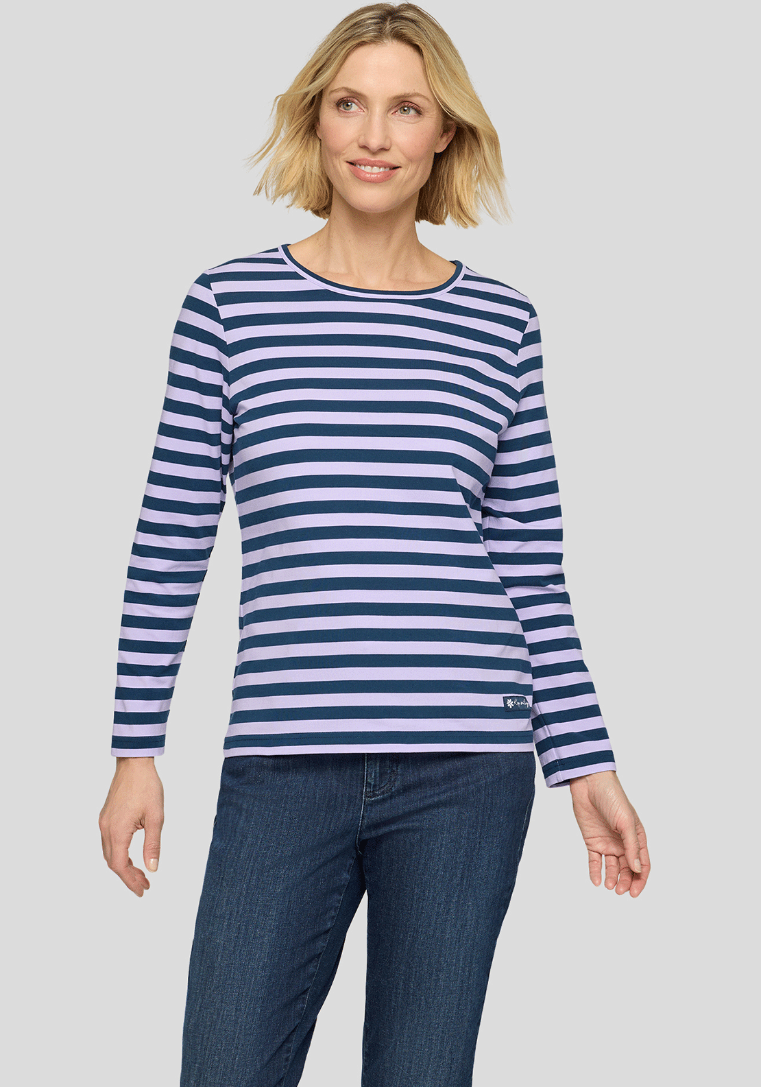 Rabe Cotton Striped Long Sleeve Top, Purple and Navy
