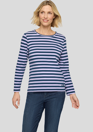 Rabe Cotton Striped Long Sleeve Top, Purple and Navy
