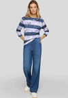 Rabe Striped Graphic Striped Print Top, Purple & Navy