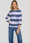 Rabe Striped Graphic Striped Print Top, Purple & Navy