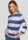 Rabe Striped Graphic Striped Print Top, Purple & Navy