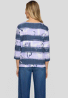 Rabe Striped Graphic Striped Print Top, Purple & Navy