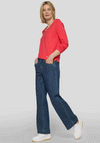 Rabe Fine Knit Stitch Detail V Neck Sweater, Red
