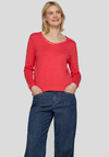 Rabe Fine Knit Stitch Detail V Neck Sweater, Red