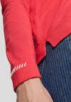 Rabe Fine Knit Stitch Detail V Neck Sweater, Red