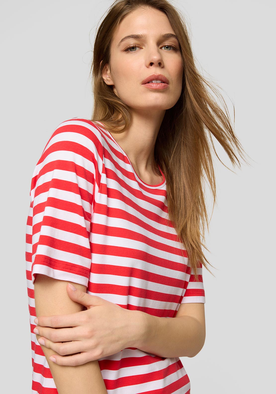 Rabe Striped Cotton T-Shirt, Red