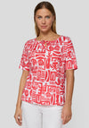 Rabe Graphic Print Tie Neck T-Shirt, Red