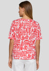 Rabe Graphic Print Tie Neck T-Shirt, Red