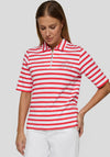 Rabe Striped Zip Front Polo Shirt, Red