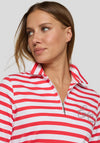 Rabe Striped Zip Front Polo Shirt, Red