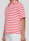 Rabe Striped Zip Front Polo Shirt, Red