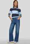 Rabe Colour Block Stripe Collar Top, Blue & Navy