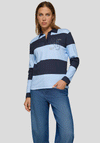 Rabe Colour Block Stripe Collar Top, Blue & Navy