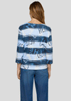 Rabe Striped Graphic Print Cropped Sleeve Top, Blue