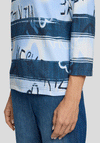 Rabe Striped Graphic Print Cropped Sleeve Top, Blue
