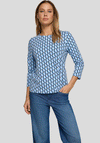 Rabe Geo Print Cropped Sleeve Top, Blue