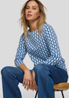 Rabe Geo Print Cropped Sleeve Top, Blue