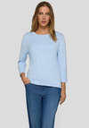Rabe Knit Stitch Detail Cropped Sleeve Jumper, Blue