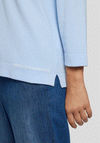 Rabe Knit Stitch Detail Cropped Sleeve Jumper, Blue