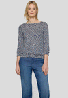 Rabe Printed Elastic Trim Top, Navy and White
