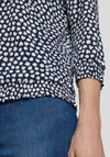 Rabe Printed Elastic Trim Top, Navy and White