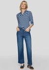 Rabe Striped Collar Long Sleeve Top, Blue