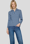 Rabe Striped Collar Long Sleeve Top, Blue