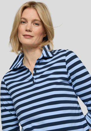 Rabe Striped Collar Long Sleeve Top, Blue