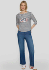 Rabe Rhinestone Good Vibes Striped Top, Navy and White